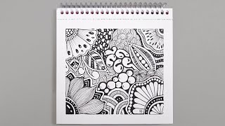 Relaxing Zentangle Drawing | Abstract Doodle Line Art Composition