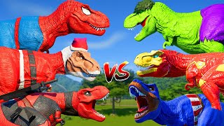 Stegoceratops vs All Carnivores Dinosaurs Fighting in Jurassic World Evolution, T-Rex, Spinosaurus