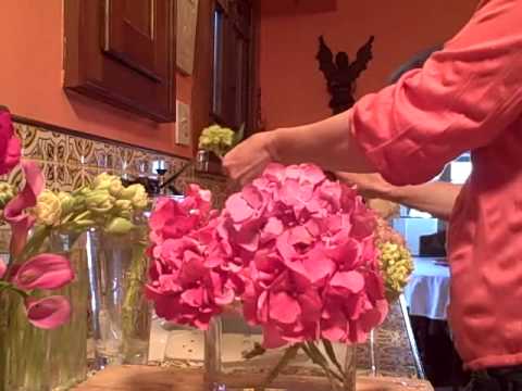 Euro Centerpiece With Hydrangea Orchids Roses & Pe...