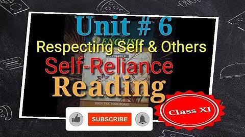 Self-Reliance (Reading) | Class XI New English Book | Sindh Text Book Board