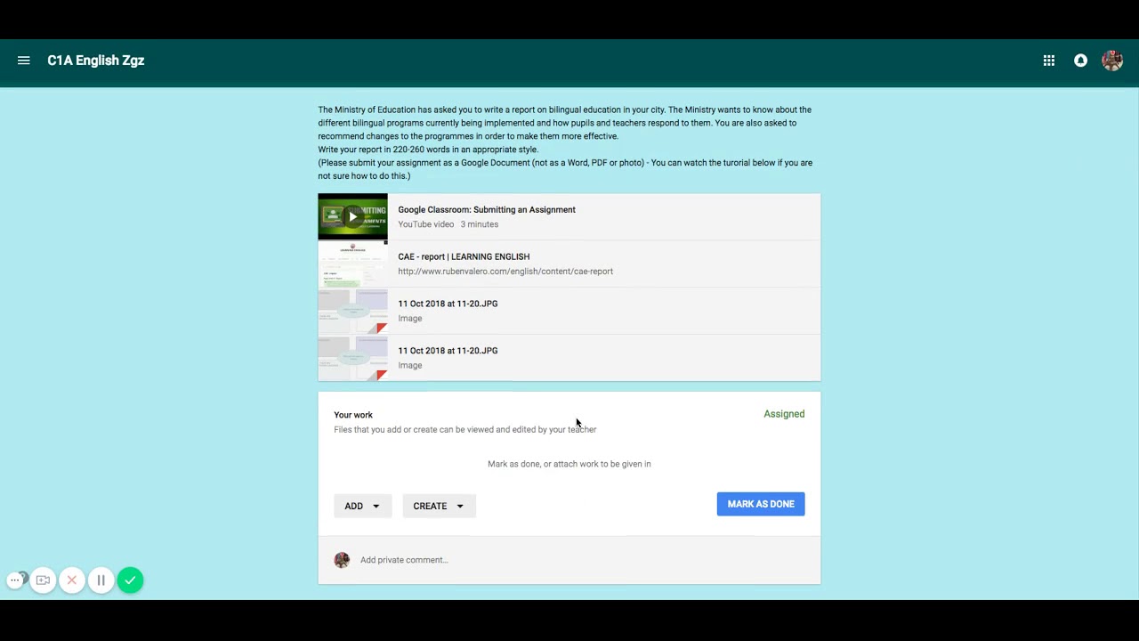 create google doc for an assignment in Google Classroom - YouTube