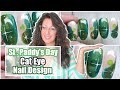Green Cat Eye Nail Design | Beginner friendly | Perfect for St. Patricks Day
