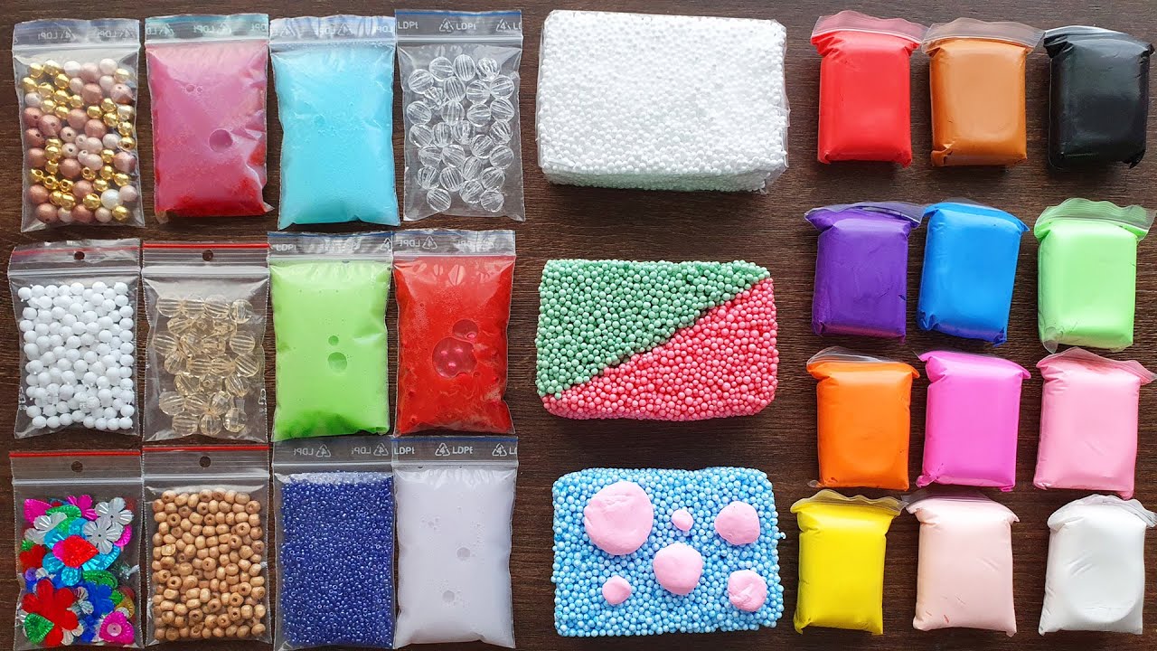 Crunchy Slime Making with Bags and Clay