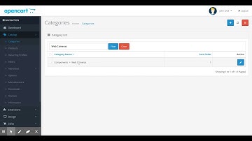 Simple Admin Categories Filter extension for OpenCart