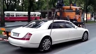 Maybach 62S too heavy for tow truck crane - EPIC FAIL 2850 Kg Maybach 62s