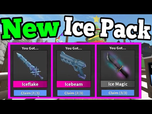 Roblox Murder Mystery 2 MM2 Iceflake Set Godly Knifes and Guns