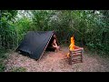 Solo Overnight in the Jungle - Easy Tarp Shelter - Amazing Outdoor Breakfast