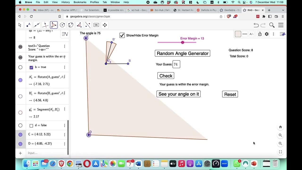 GeoGebra Guess the Angle Game Construction Part 2 YouTube