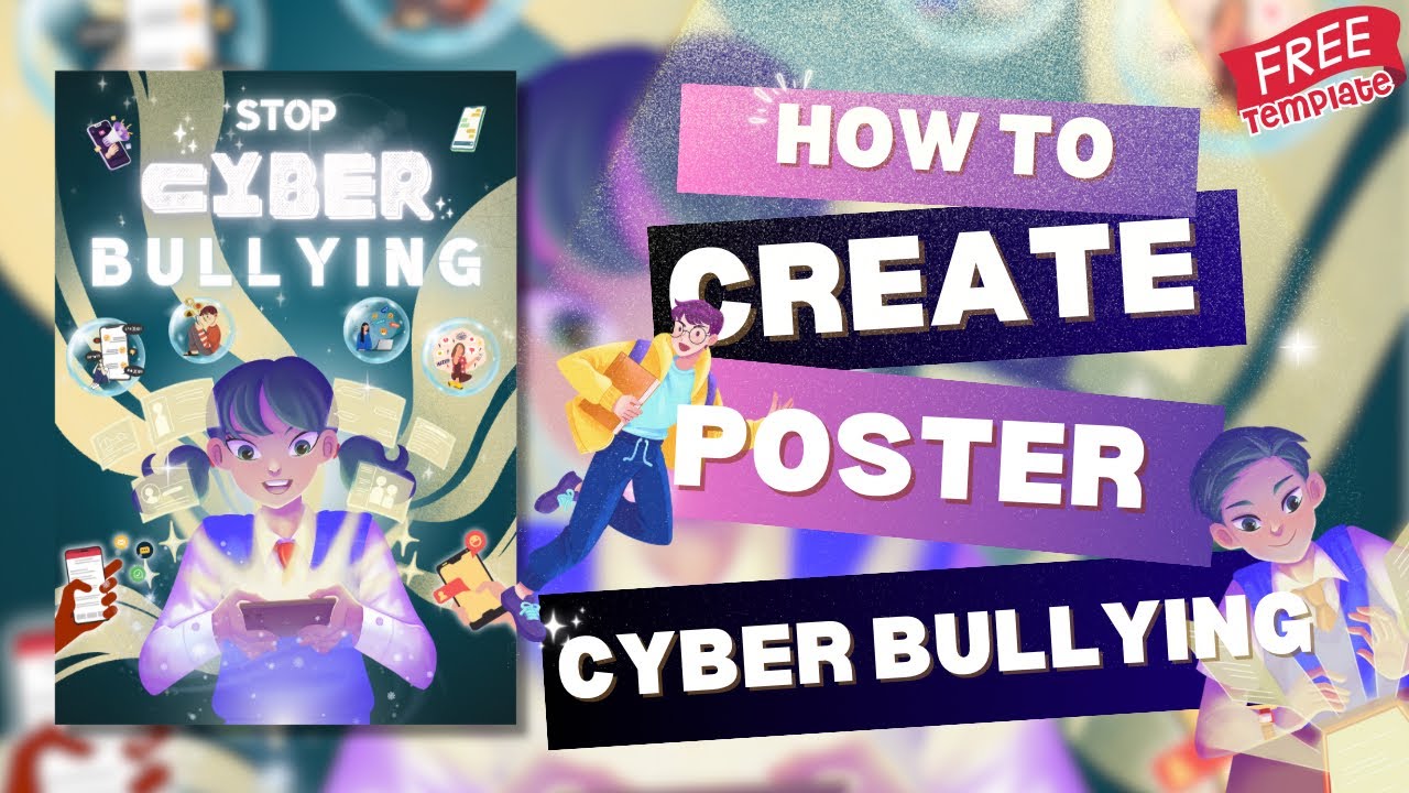 Cara buat poster Stop Bullying Poster di canva 😻🤩 Template gratis😻 # ...