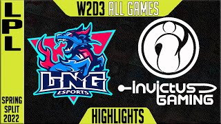 LNG vs IG Highlights ALL GAMES | LPL Spring 2022 W2D3 | LNG Esports vs Invitus Gaming