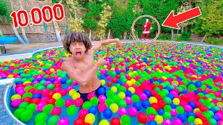 مليت حمام السباحه 10.000 كوره ملونه بس للاسف l I Filled My Entire Pool With 10.000 Ball Pit balls !