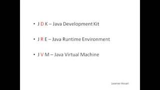 JDK JRE JVM ( Learner Ansari )