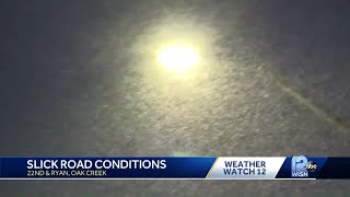Early-morning snow creates slick commute