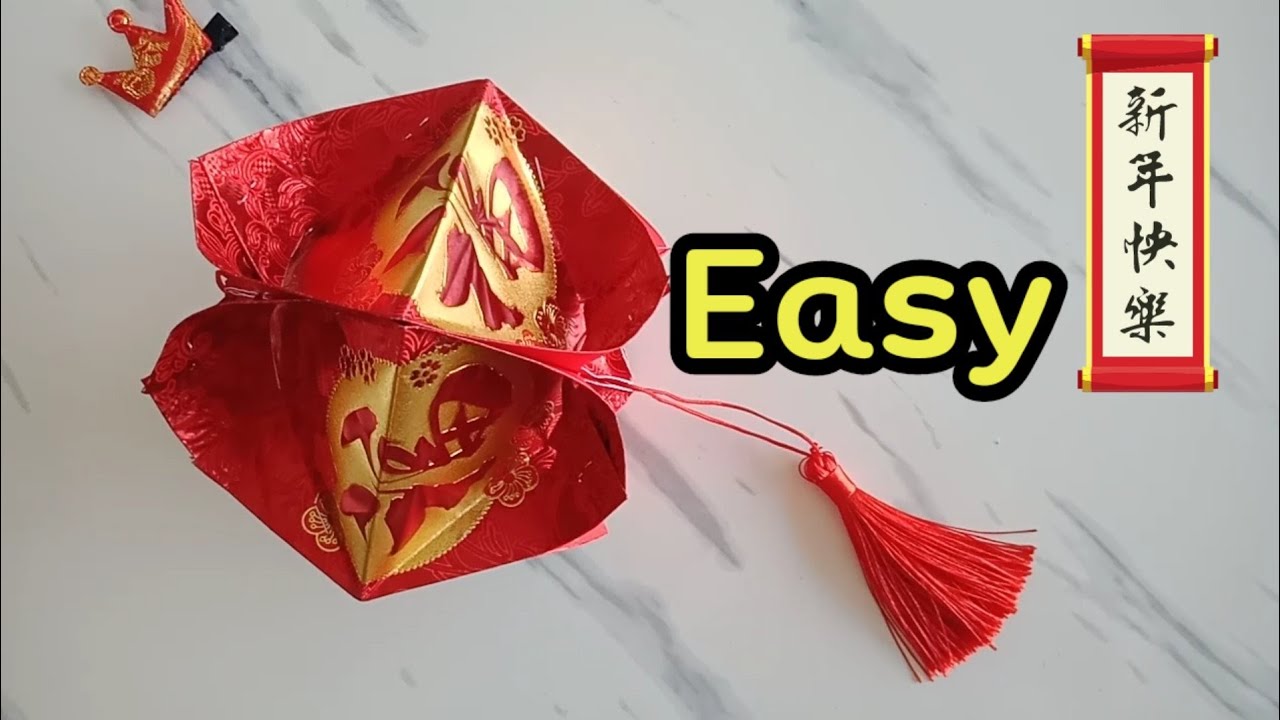 CNY Hongbao Lantern 🏮 for Chinese New Year  DIY easy lantern | Tutorial วิธีทำโคมไฟจากกระดาษอั่งเปา