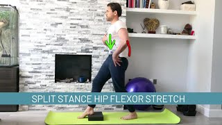 Split stance hip flexor stretch