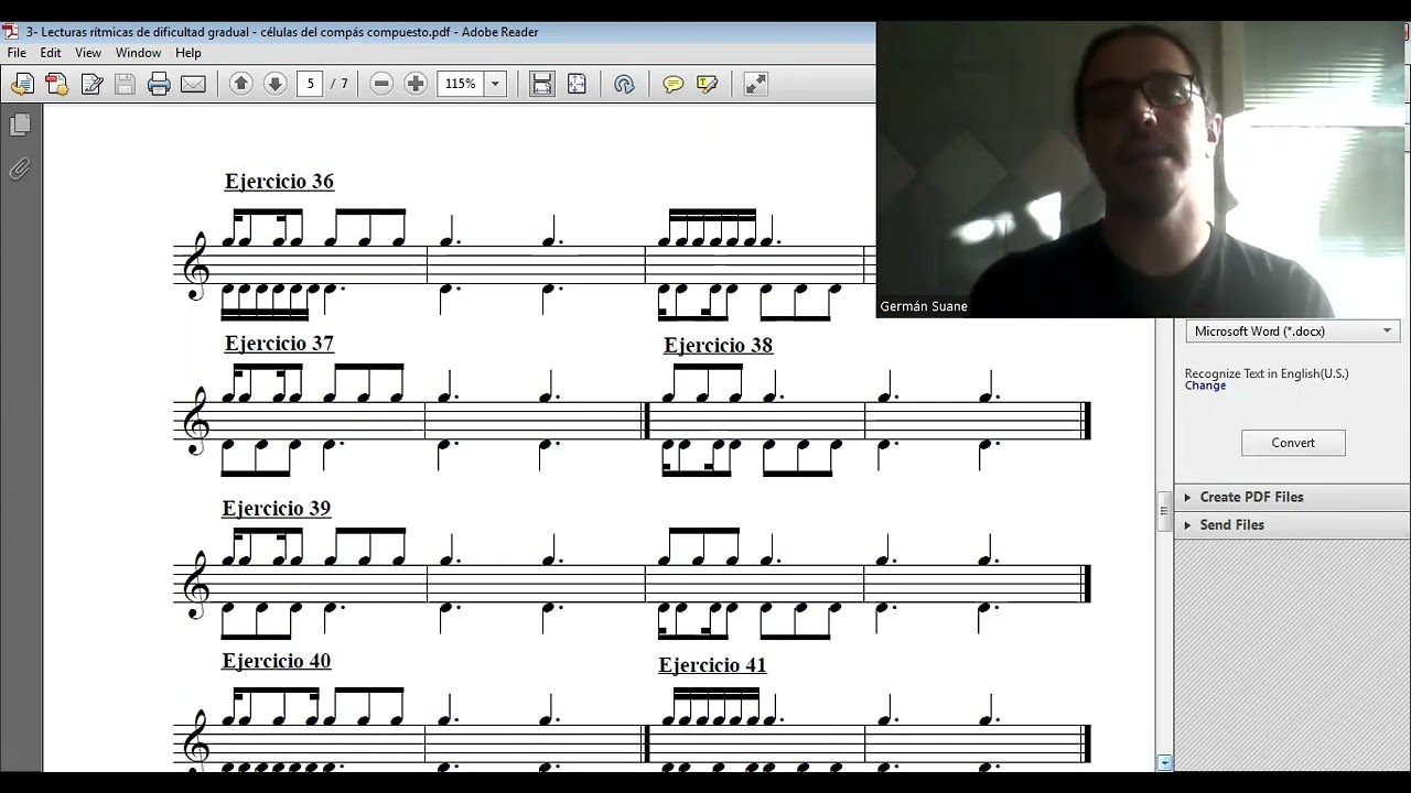 Ejercicios rítmicos de dificultad gradual - Células del compás compuesto - Pág 5 de 7.