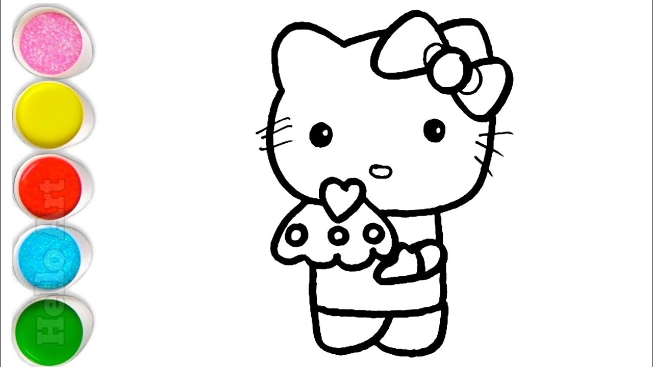 Милый рисунок Hello Kitty для детей и малышей — простое рисование.