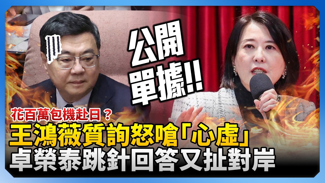 花百萬包機赴日？王鴻薇質詢怒嗆「心虛」　卓榮泰跳針回答又扯對岸 @ChinaTimes