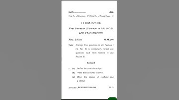 Applied chemistry 1st semester question paper N -2022 (polytechnic) 2024.