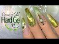 Hard Gel Nails | Custom Color Hard Gel Nails | Green with Gold Accent Nail Design