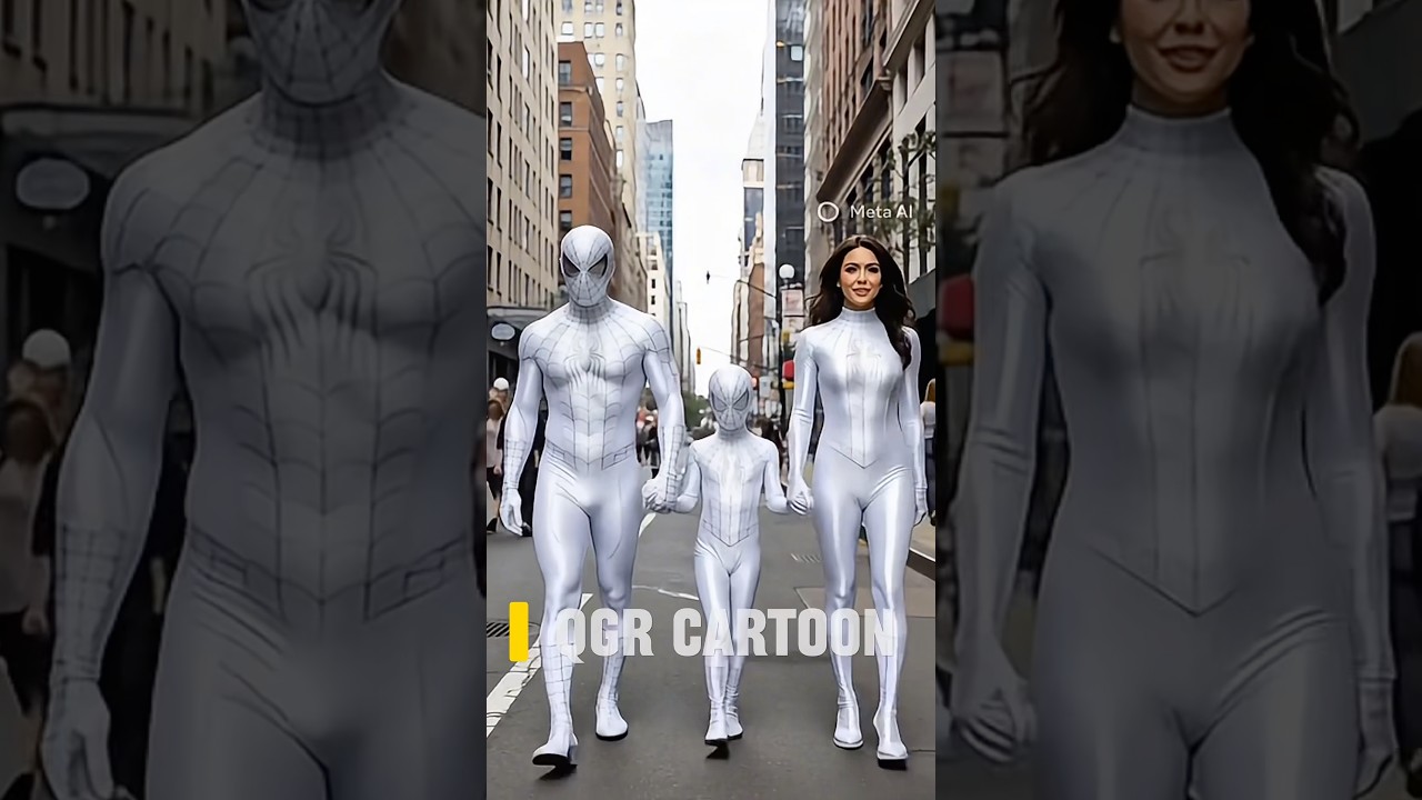 Spiderman and Hulk with his family  white cosplay 