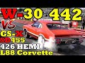 Drag Wars ! W-30 Olds 442 takes on HEMI, L88, SD-455 and GSX - 1/4 Mile Drag Race - RoadTestTV