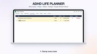 ADHD Life Planner Spreadsheet | Google Sheets & Excel Template Walkthrough