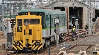 京阪 石山坂本線 700形 709-710編成 響け!ユーフォニアム2023ラッピング 800系 C#806 全般検査中仮台車履きアントで入れ替え 近江神宮前 錦織車庫 20240202