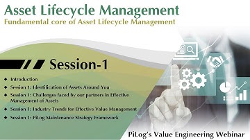 PiLog Value Engineering Webinar Series  Optimization Of Asset Lifecycle Management - Session 1
