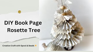 DIY Book Page Rosette Christmas Tree. Easy Vintage Book Page Craft