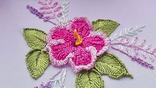 Brazilian Embroidery  | Magic Cast-on Stitch | Hibiscus Flower