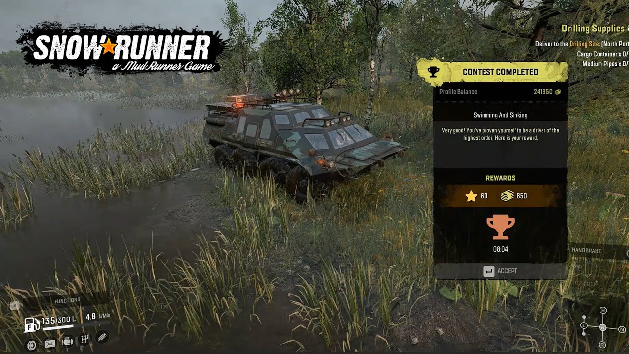 Snowrunner - TUZ420 Tatarin; Swimming and Sinking - YouTube