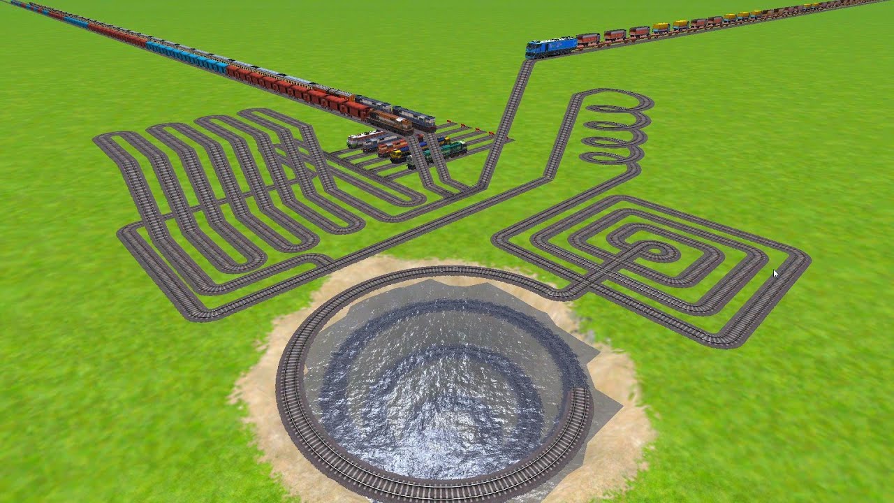 AI TRAINS RUNNING FOR SQUARE CIRCLES RAILROAD TRACKS ZIG ZAG TRACKS/ train wold4 