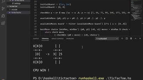 [Haskell] Text Console - Tic Tac Toe Game (minimax AI)