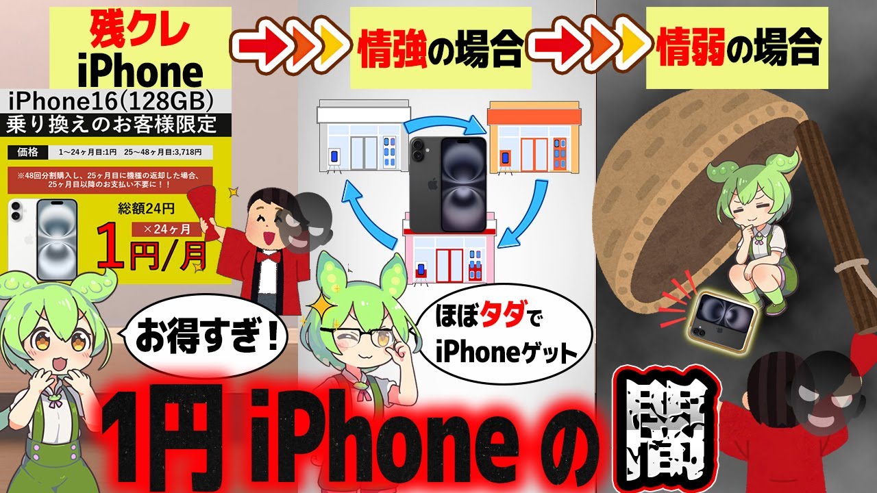 残クレ1円iPhoneは情弱か？それともお得か？【ずんだもん解説】