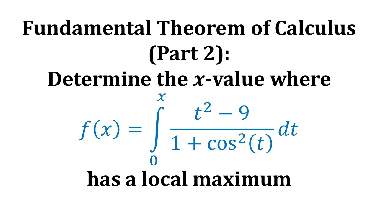 Fund. Thm of Calculus Part 2: Find the x-value Where a Definite ...