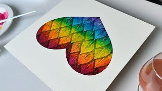 Rainbow heart painting  / Leaf painting / Heart  painting ideas  / How to draw