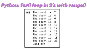 Python Lesson33: Develop a for() loop that increments in 2