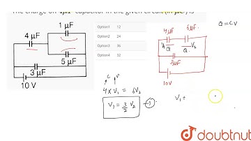 The cahrge on `4muF` capacitor in the given circuit (in `muC`) is