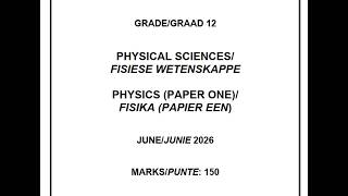 Physical Sciences :Grade 12: MEMO DISCUSSION | JUNE EXAMINATION 2026 PAPER 1:MR MOHAPI TV|Free State
