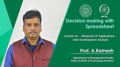 Lecture 14 –  Advanced LP Applications – Data Envelopment Analysis