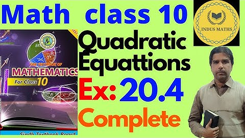 Exercise 20.4 Class 10 math Sindh Board | Karachi Board | Ex 20.4 chapter 20 indus maths.