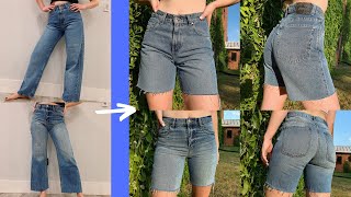 Tips & Tricks for Upcycling your Jeans into Trendy Bermuda Shorts 💙 thrift flip DIY