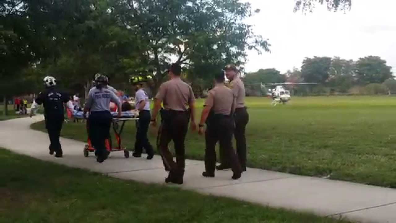 Miami-Dade rescue helicopter takes off from park