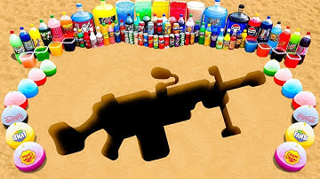How to make Machine Gun with Orbeez, Mtn Dew, Giant Balloons of Sodas, Fanta, Coca Cola vs Mentos