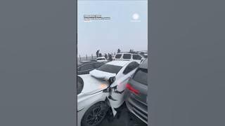 WATCH: Eyewitness Video Shows Cars Pile Up on Foggy Bridge in China