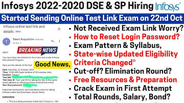 Infosys Good News, DSE SP Phase 1 Exam 22 Oct Phase 2 Date? Many Not Received Exam Mail? Don