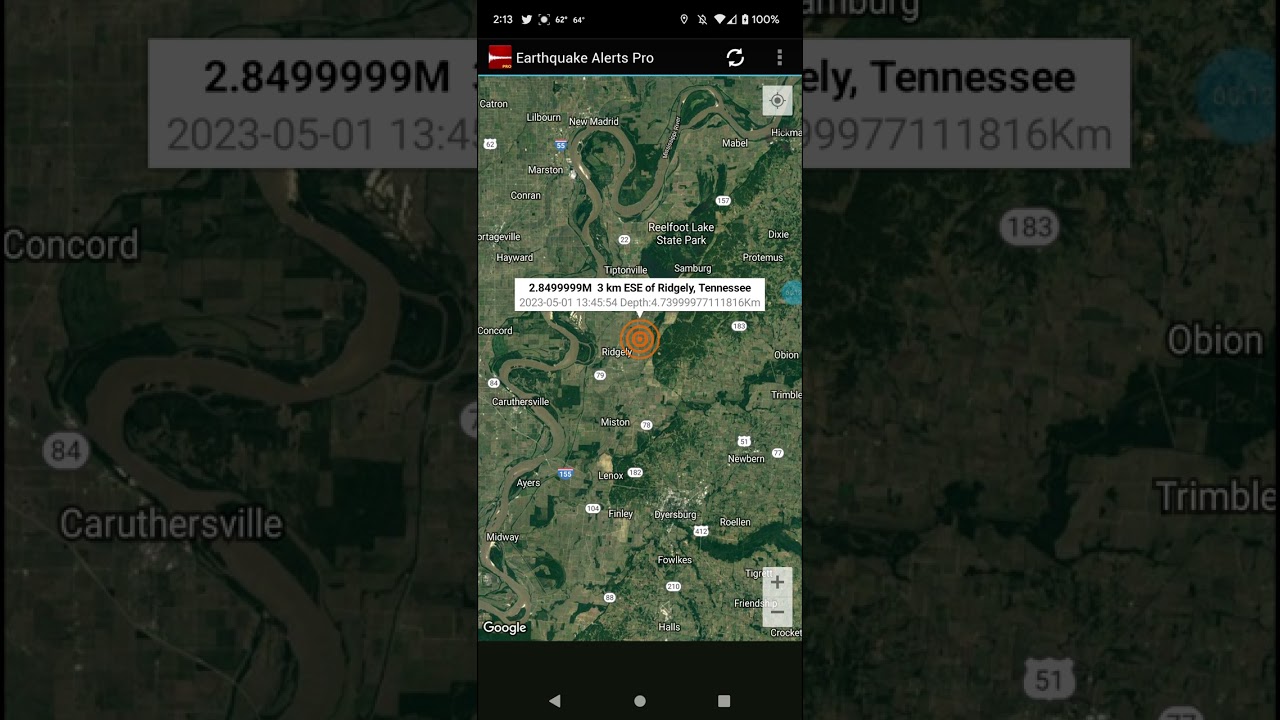 2.8 Earthquake Ridgely, Tennessee 5-1-23