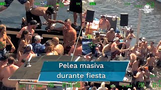 Durante fiesta bañistas desatan salvaje pelea