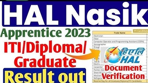 HAL Nasik Apprentice DV Merit 2023, ITI, Diploma, Graduate HAL Nasik Document Verification 2023 #HAL